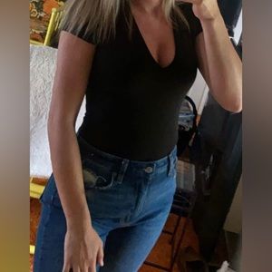 Black V-Neck Bodysuit